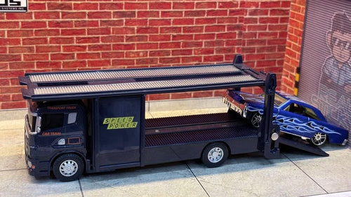 1:64 Diecast Transport Set – Navy & Blue Flames