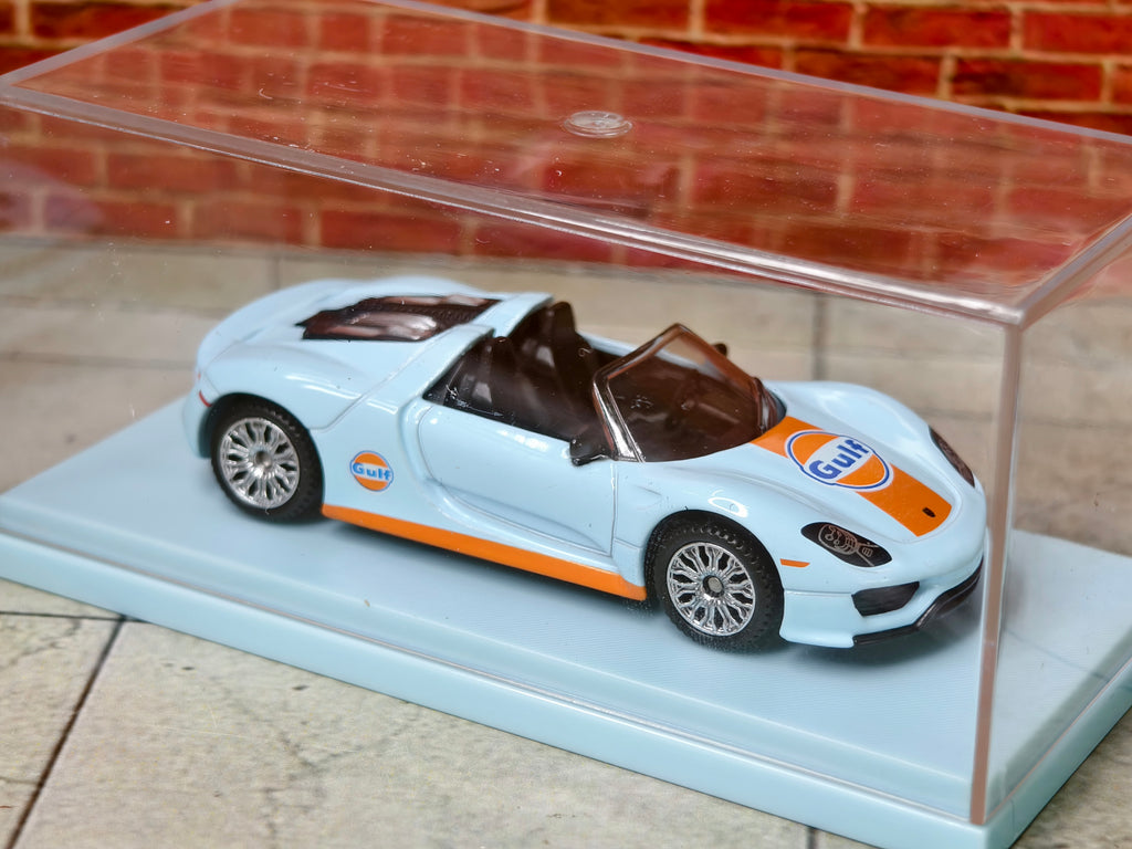 CCA Official Licensed PORSCHE 918 Spyder Gulf Edition 1:64 Scale Premium in Acrylic Box