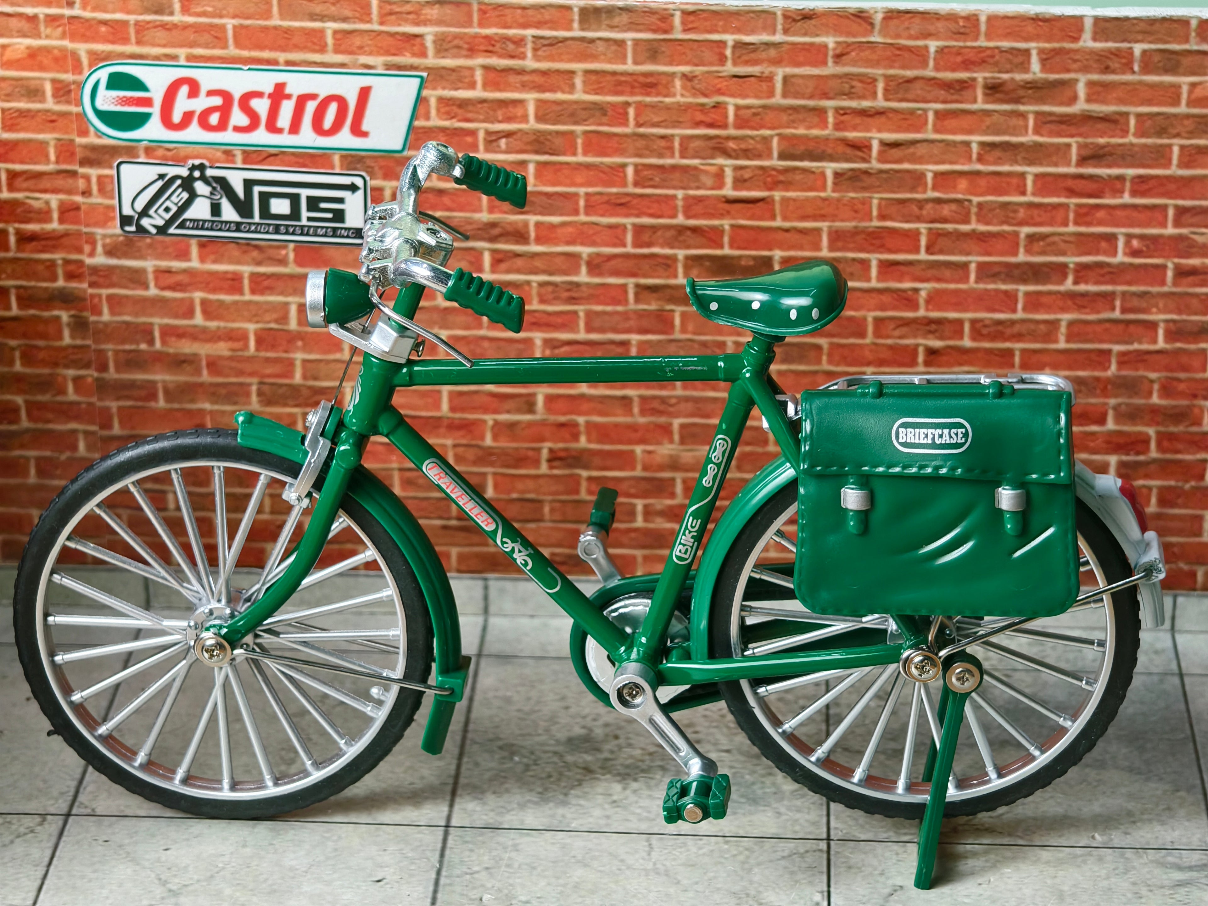 Vintage Diecast Cycle Model with Briefcase and Pump