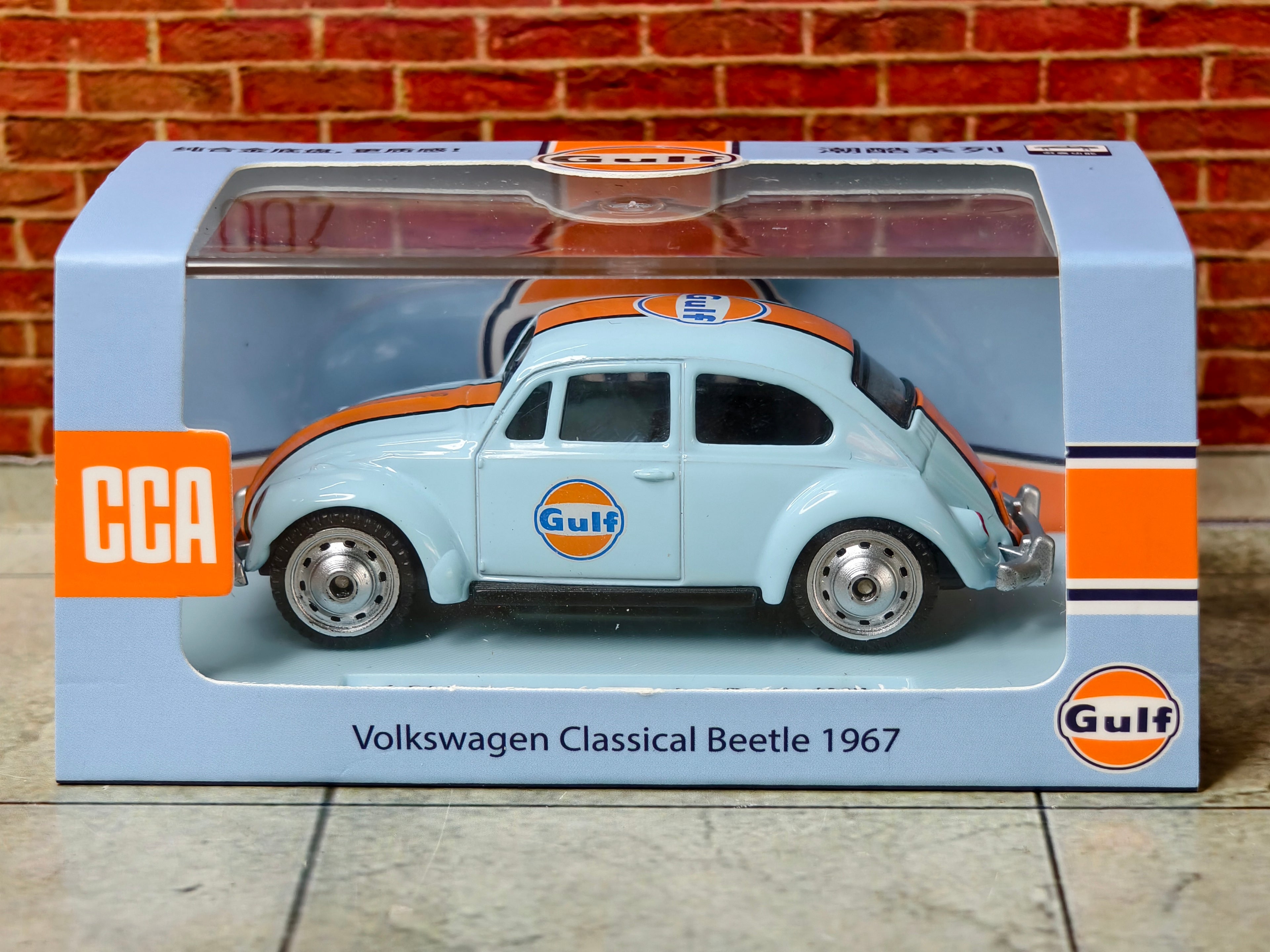 CCA Official Licensed Volkswagen Beetle 1967 Gulf Edition Premium Acrylic box 1:54 Scale