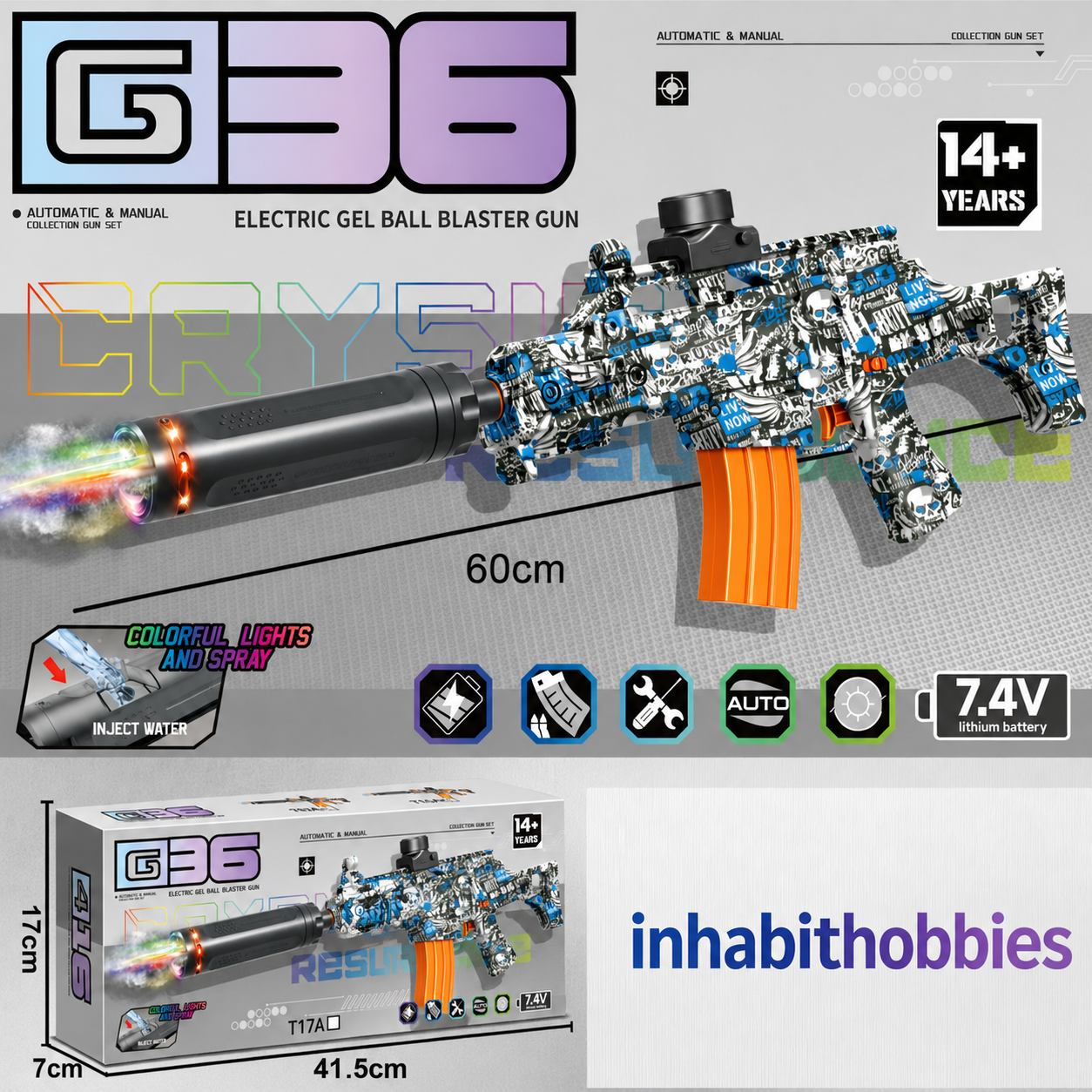 Gel Blaster 7.4 V Gun With Smoke and Light