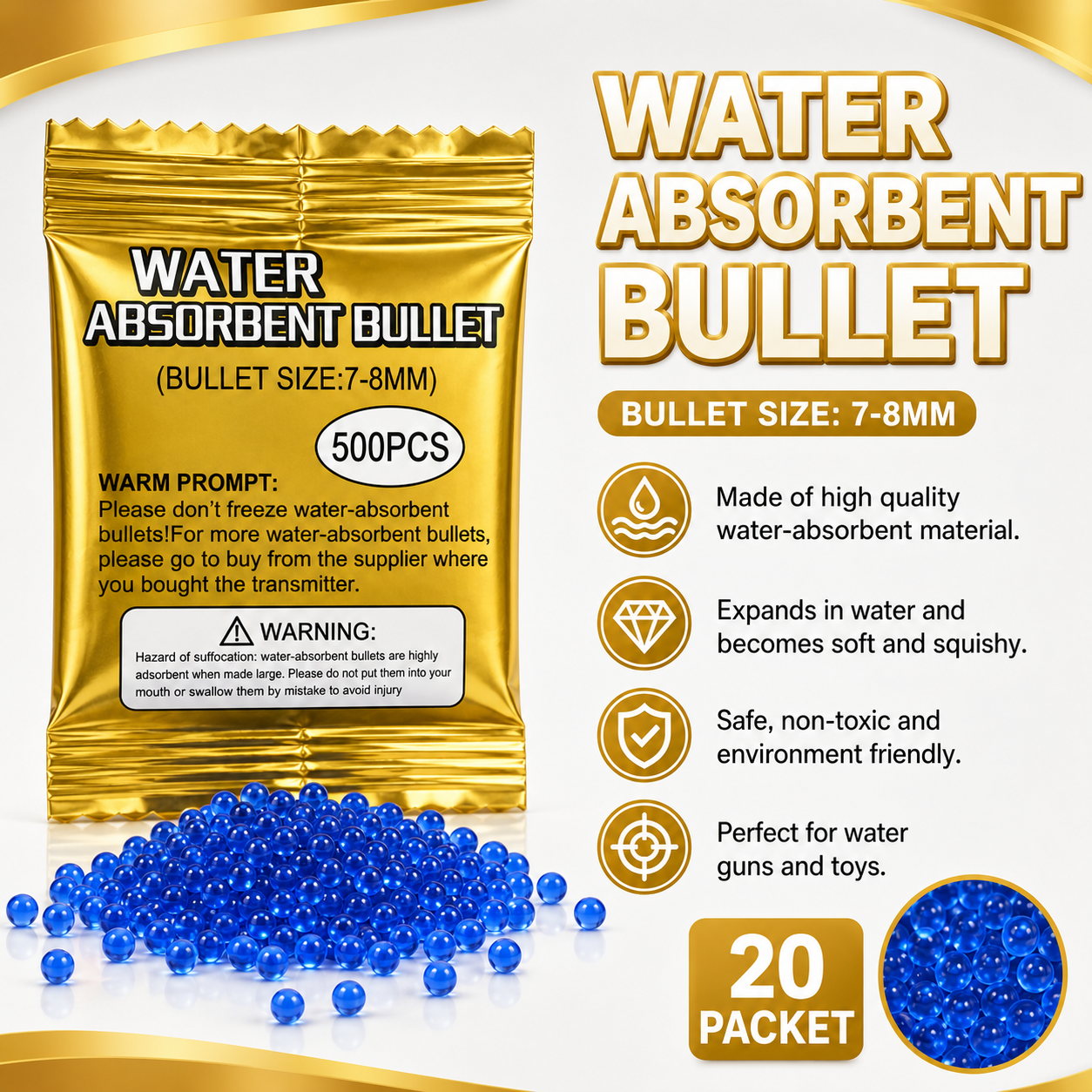 Water Absorbent Bullet 7-8 mm