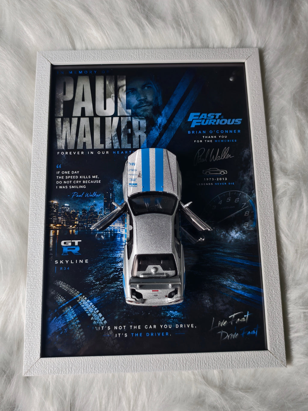 Nissan Skyline GTR R-34 1:32 Scale Paul Walker Edition Photo Frame A4 Size
