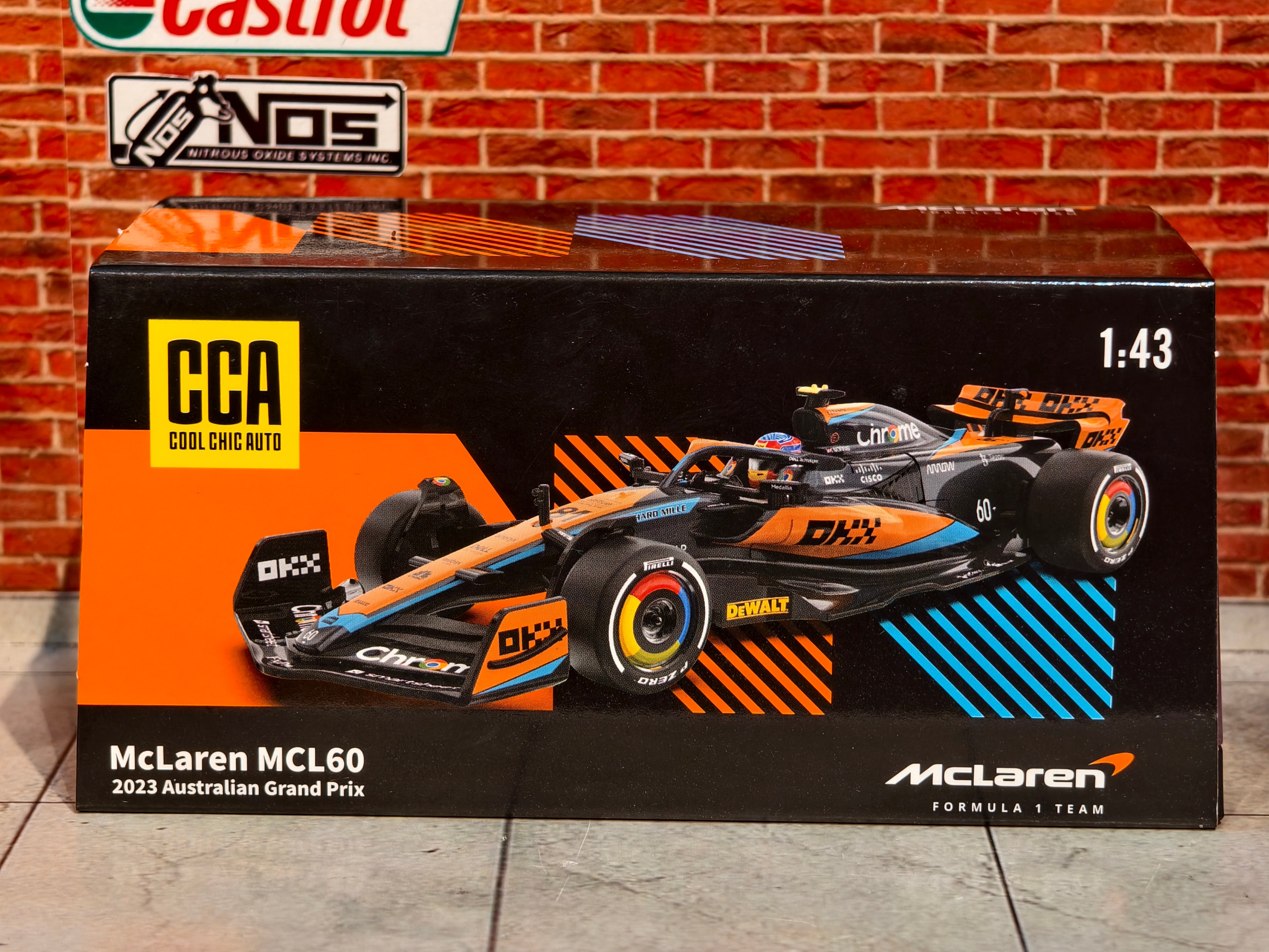 CCA Official Licensed 1:43 Scale McLaren MCL60 2023 Australian Grand Prix with Driver in Acrylic Box