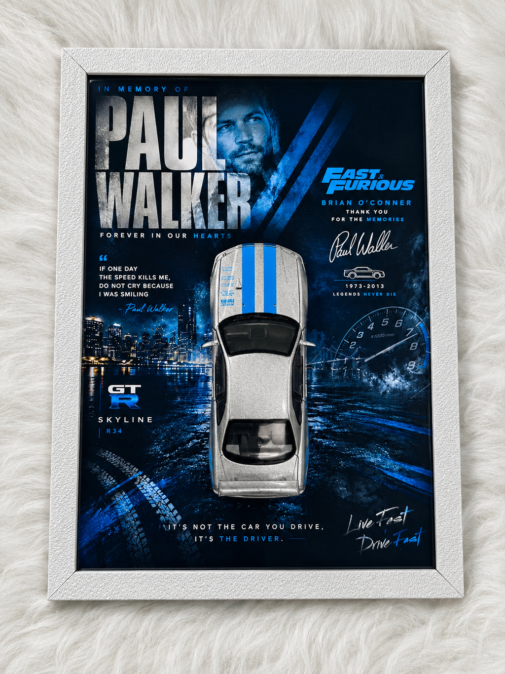 Nissan Skyline GTR R-34 1:32 Scale Paul Walker Edition Photo Frame A4 Size