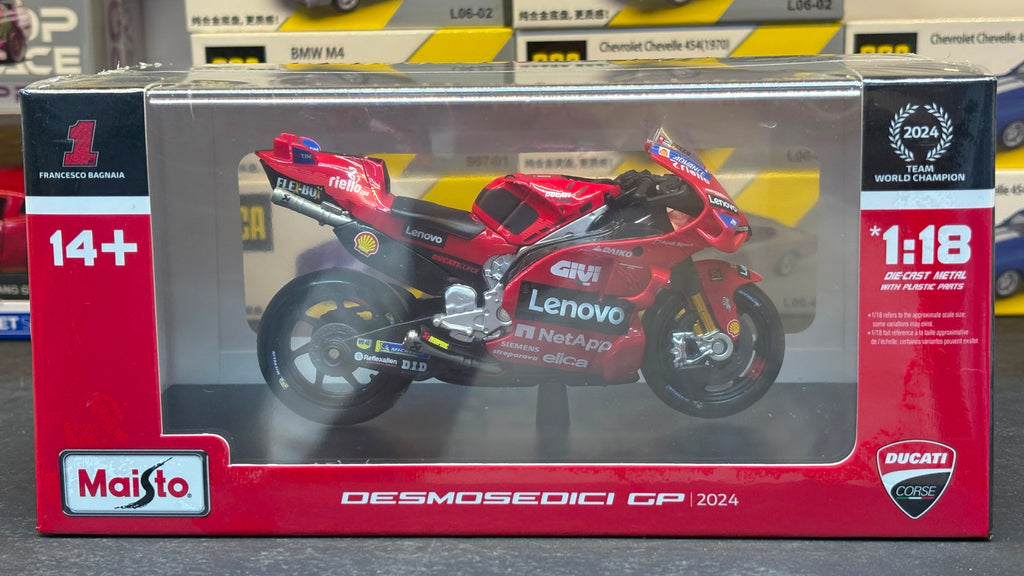 2024 Ducati Desmosedici GP #1 Moto GP Pecco 1:18 Maisto Licensed Diecast Scale Model Bike