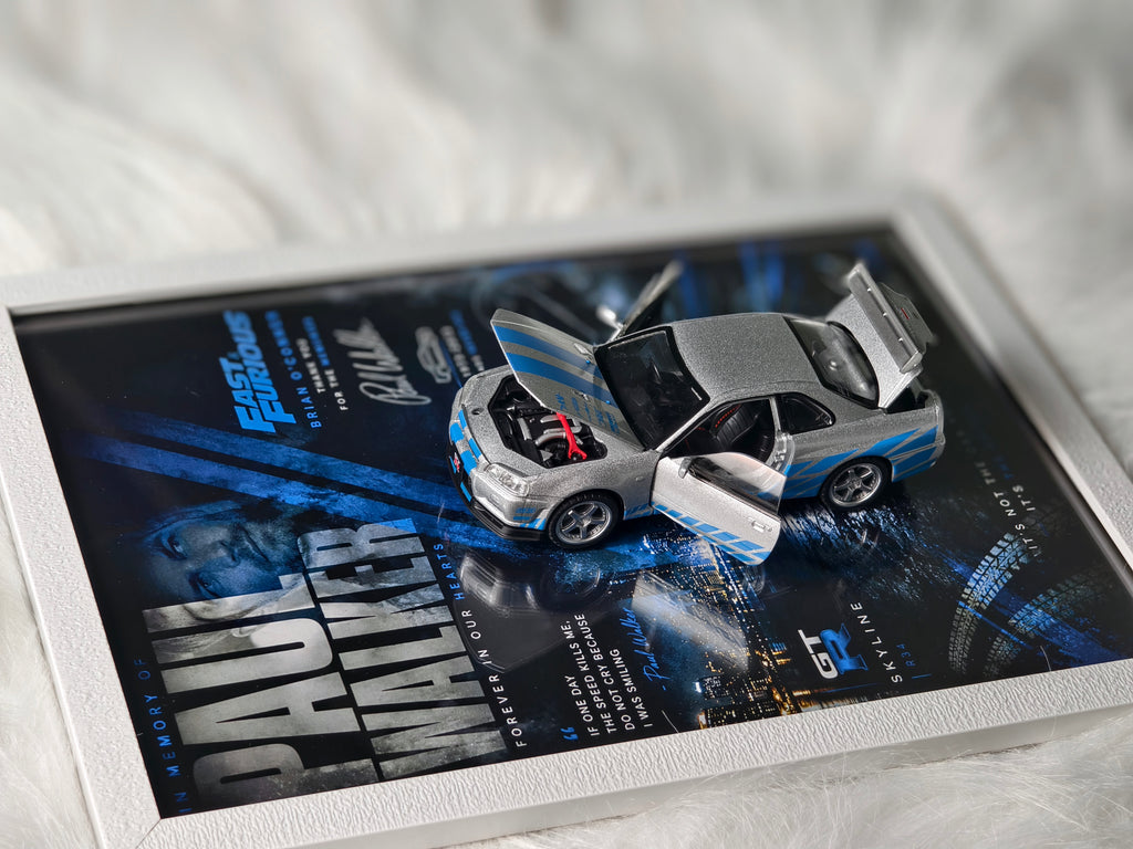 Nissan Skyline GTR R-34 1:32 Scale Paul Walker Edition Photo Frame A4 Size