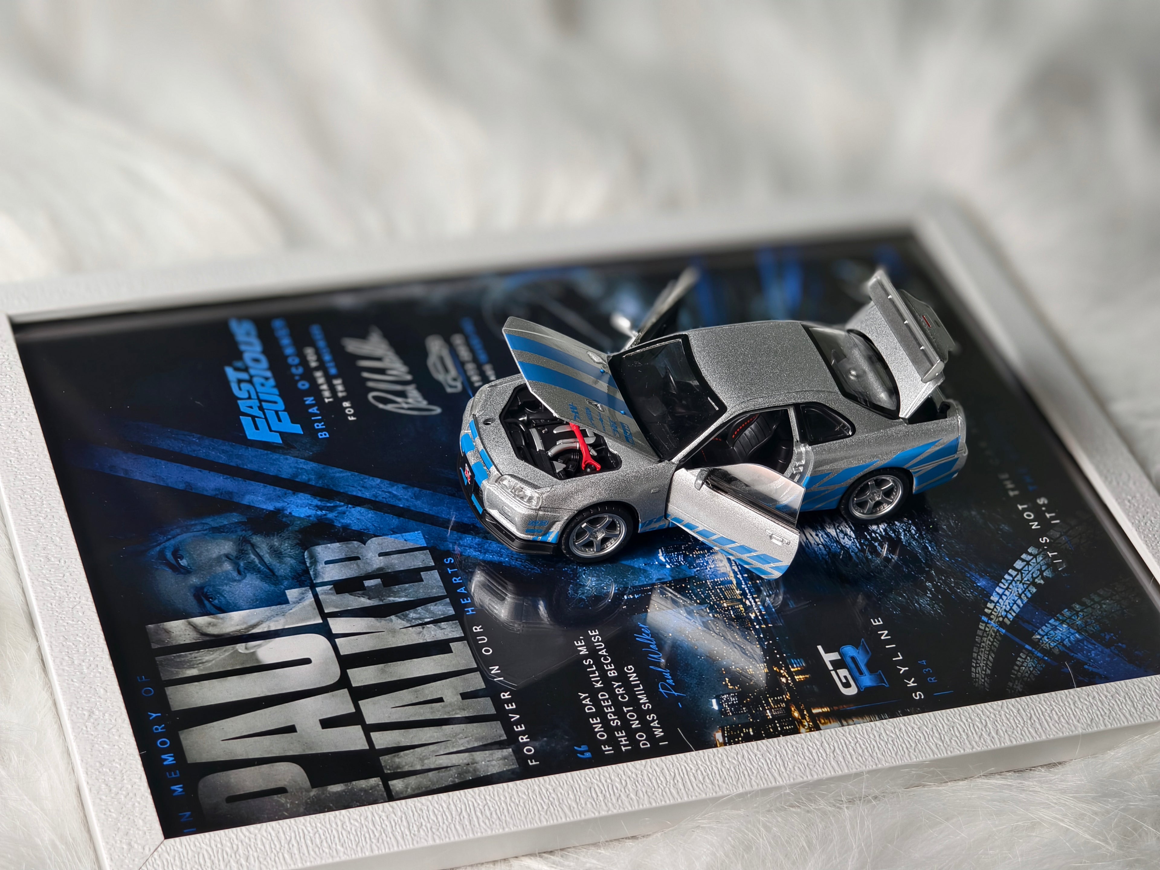 Nissan Skyline GTR R-34 1:32 Scale Paul Walker Edition Photo Frame A4 Size