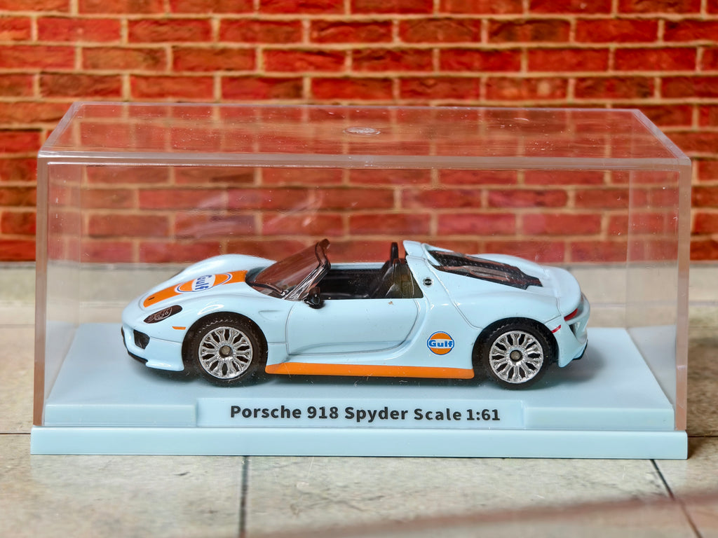 CCA Official Licensed PORSCHE 918 Spyder Gulf Edition 1:64 Scale Premium in Acrylic Box